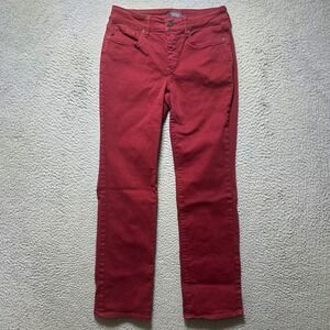 NYDJ Marilyn Straight Leg Pants Burgundy Red Lift Tuck Technology 2P Petite